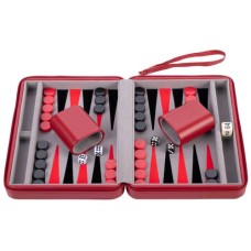 Backgammon met rits 9 inch Rood